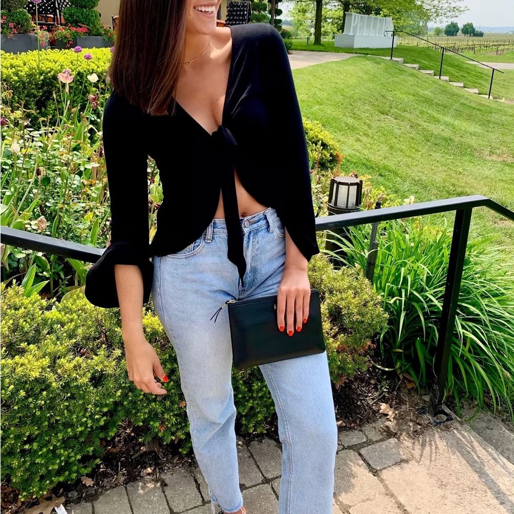 Black Tie-Front Shirt